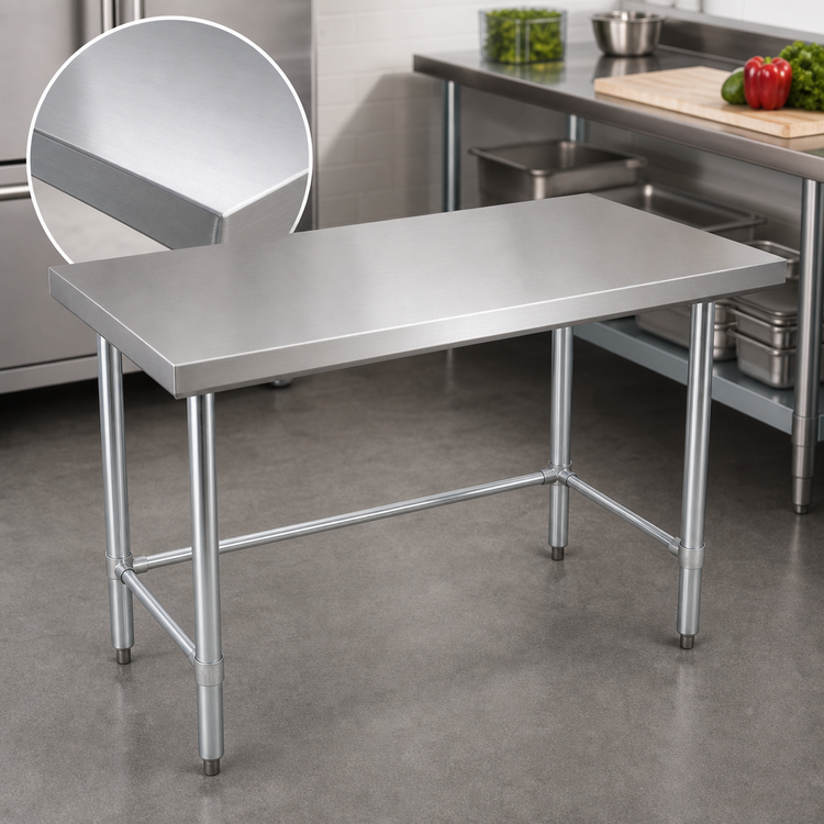 Product image #3 for BK Resources 72 Inch x 18 Inch Open Base Flat Top Stainless Steel Work Table