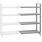 Thumbnail image #3 for Cambro Camshelving® Elements EXA183084V4480 4-Tier Vented Polymer Shelving Add-On Unit, 18 x 30 x 84 in, Speckled Gray