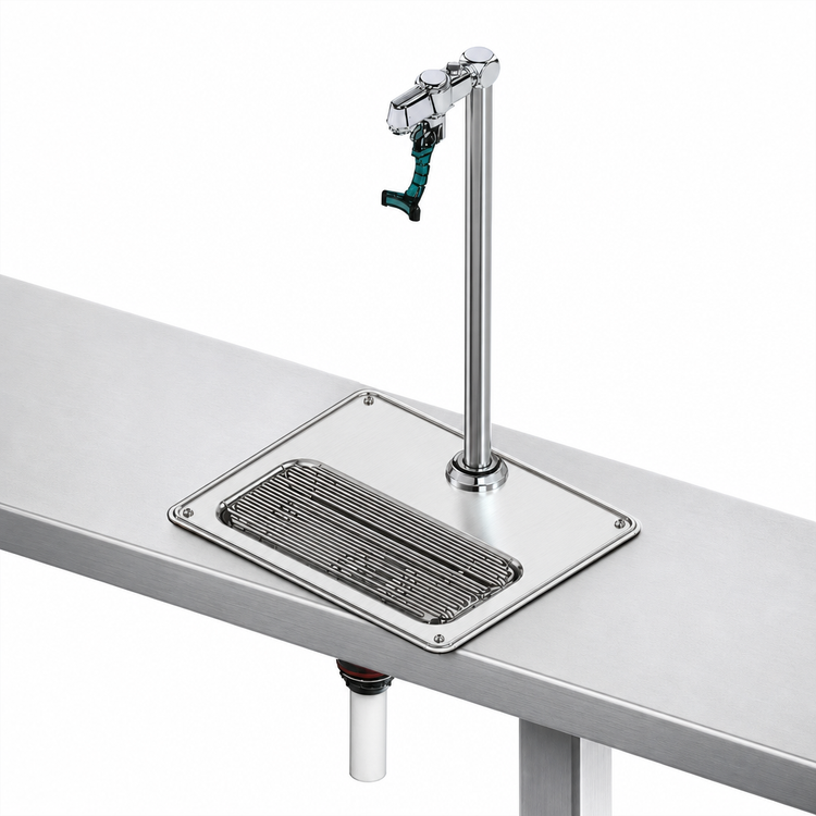 Product image #3 for T&S Brass 16-Inch Deck-Mount Pedestal Water Station Glass Filler with Adjustable Flow and Drip Pan