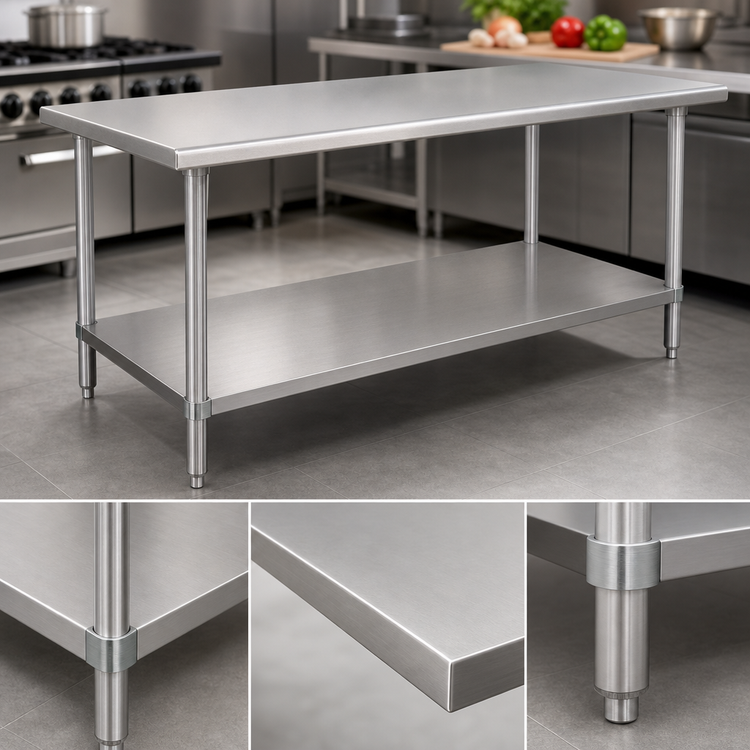 Product image #3 for 4-Foot 16-Gauge 304 Stainless Steel Undershelf Upgrade for Work Tables