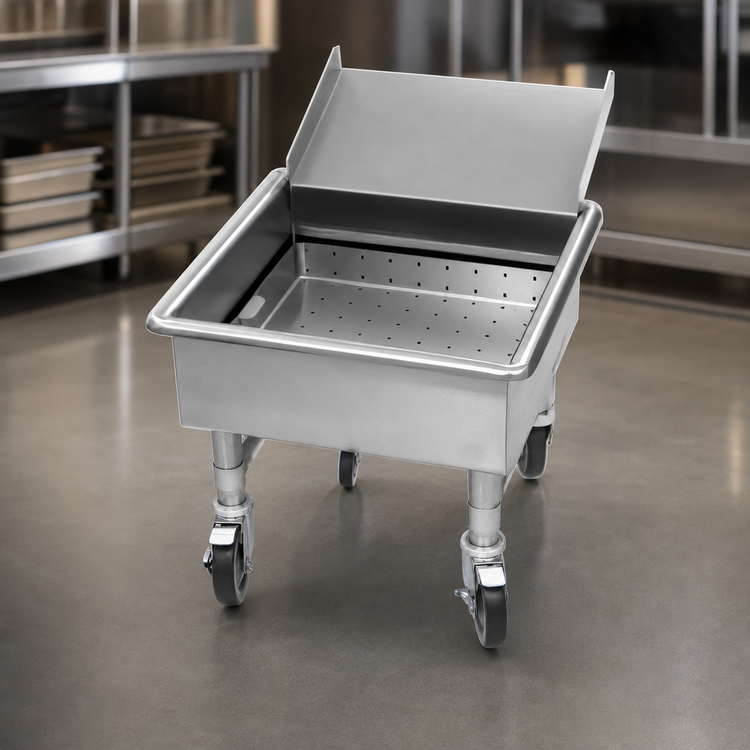 Product image #3 for Mobile Flatware Soak Sink with Silver Chute, 24 x 24 x 8 Inch Compartment