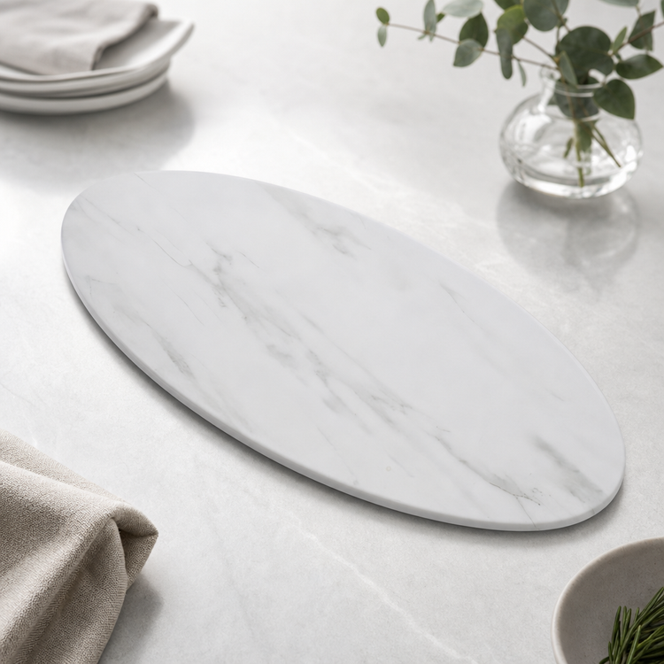 Product image #3 for American Metalcraft Naturals Oval Melamine Serving Board, White Marble Pattern, 25-1/2 x 10-1/4 Inch