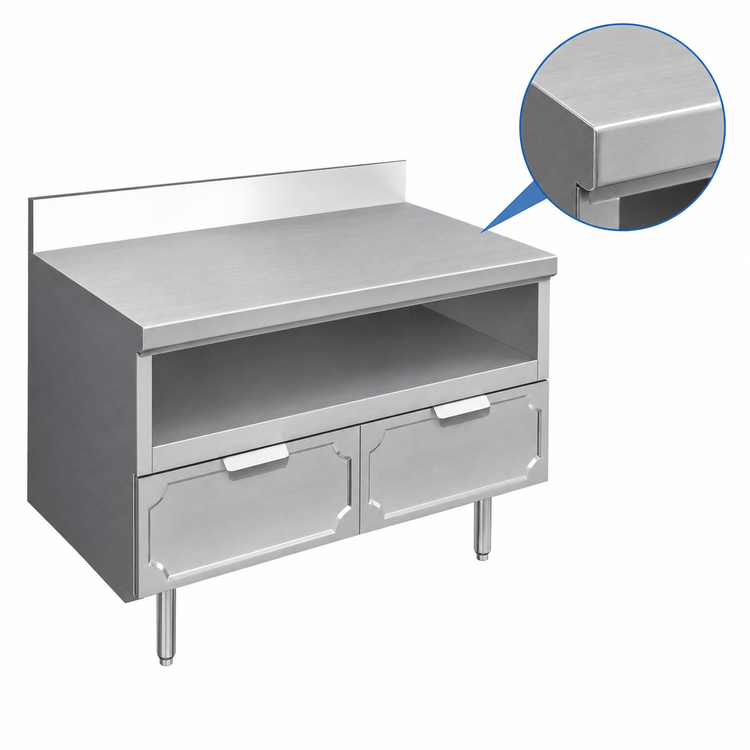 Product image #3 for La Rosa 24" x 28" Dry-Drawer Utility Stand with Rear Splash and Undershelf, 304 Stainless Steel