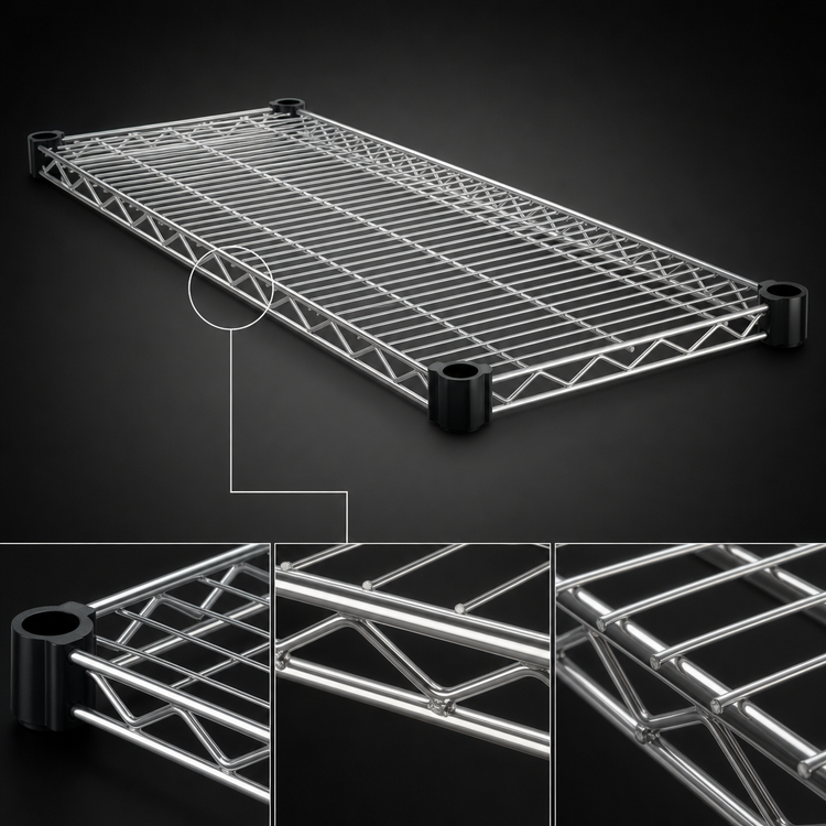 Product image #3 for EAGLEbrite Quad-Adjust 72-Inch x 18-Inch Wire Shelf, 600 lb Capacity, Zinc Finish