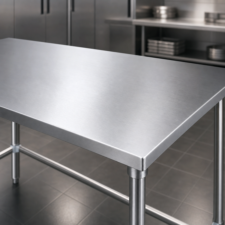 Product image #3 for John Boos Stallion 84" x 36" Stainless Steel Work Table with Stallion Safety Edge, Flat Top