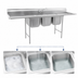 Thumbnail image #3 for Eagle Group 314 Series Three-Compartment 304 Stainless Steel Sink with Left and Right Drainboards, 102-Inch Wide