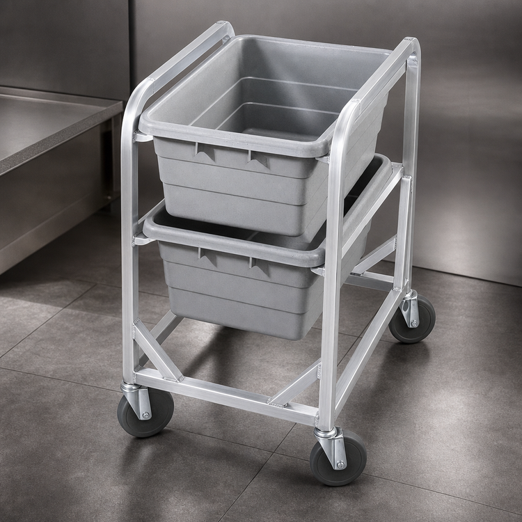 Product image #3 for All-Welded Extra Heavy-Duty Aluminum 2-Lug End-Load Rack with 5-Inch Swivel Stem Casters