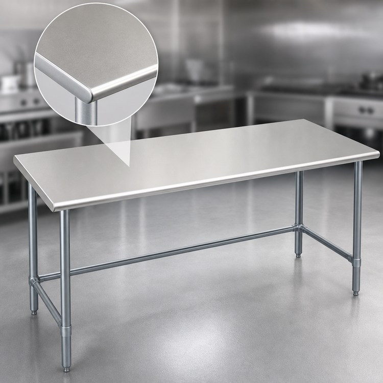 Product image #3 for Spec-Master 108-Inch x 36-Inch 14-Gauge 304 Stainless Steel Flat Top Work Table with Galvanized Tubular Base