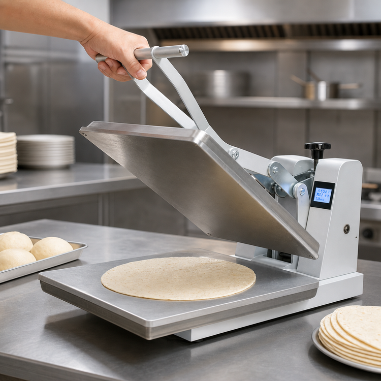 Product image #4 for Manual Clamshell Tortilla Dough Press with 16 x 20 Inch Dual Heated Platens