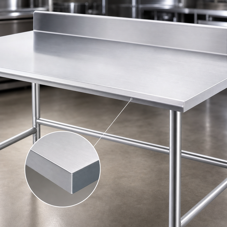 Product image #3 for Advance Tabco 108-Inch x 24-Inch Stainless Steel Work Table with 5-Inch Backsplash
