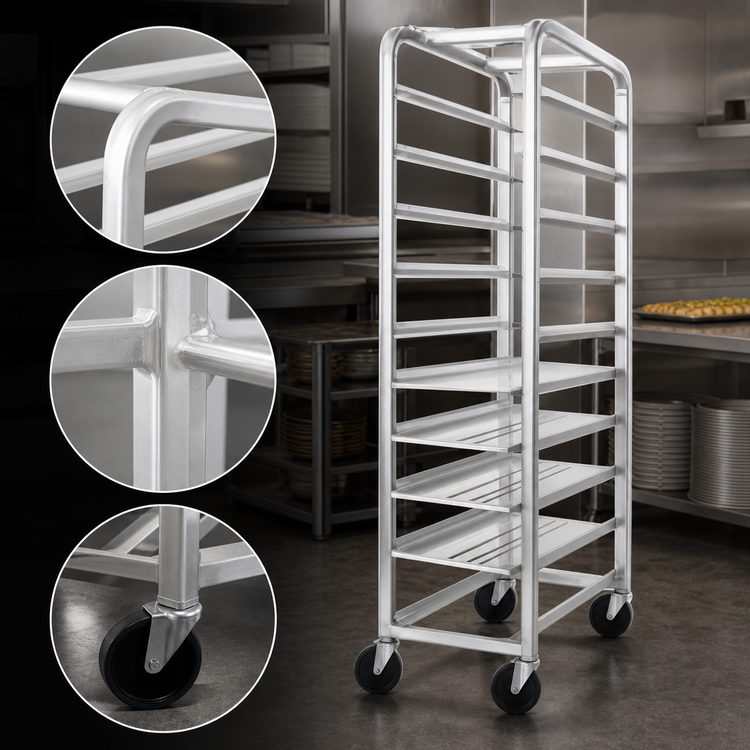 Product image #4 for Channel Manufacturing All-Welded Aluminum End-Load Platter Rack, Holds 10 x 12.5-Inch Platters, 5-Inch Casters