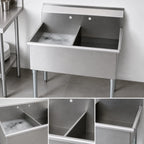 Thumbnail image #3 for Eagle Group 2136-2-16/3-1X Two-Compartment Utility Sink, 37-3/8" W x 25" D, 16-Gauge 304 Stainless Steel, No Drainboards