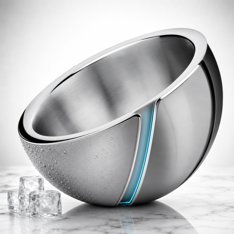 Product image #3 for Small Double-Wall Angled Insulated Stainless Steel Display Bowl, 1-1/2 Qt, 8-1/3 Inch Diameter