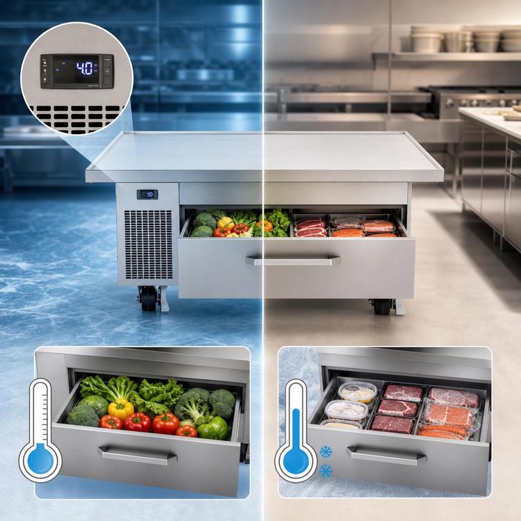 Product image #3 for Randell FX Series 52-Inch Self-Contained Flexible Refrigerator/Freezer Chef Stand with Single Drawer