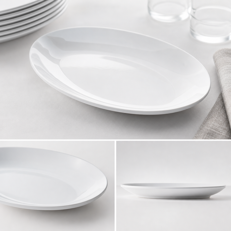 Product image #4 for American Metalcraft 14 x 9 Inch Oval White Melamine Serving Platter