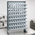 Thumbnail image #3 for Quantum Sloped Single-Sided Steel Pick Rack with 8 Shelves and 64 Clear Bins, 36 x 12 x 60 Inches