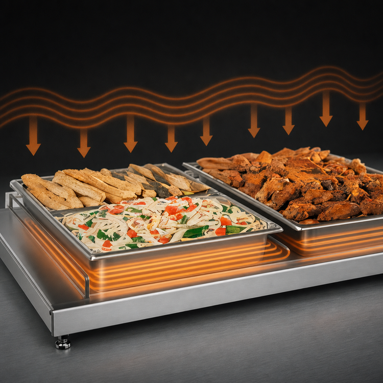 Product image #3 for Hatco Glo-Ray Freestanding Heated Shelf, 66 Inch W x 17-1/2 Inch D, Stainless Steel Top