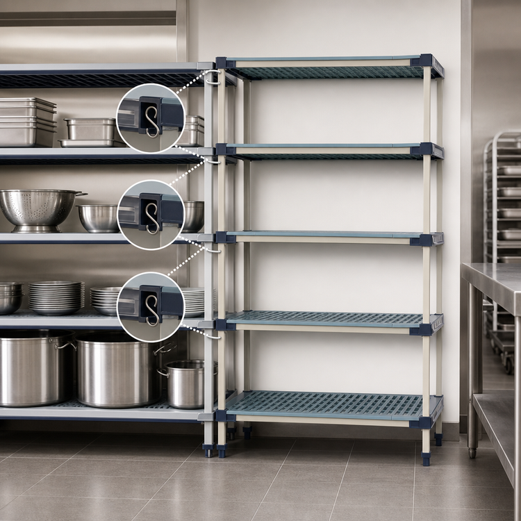 Product image #3 for MetroMax 4 Add-On All-Polymer Shelving Unit, 5 Shelves, 30 x 24 x 74 Inches, Blue
