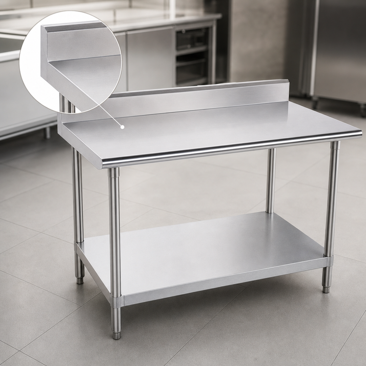 Product image #3 for Advance Tabco 60" x 30" 16-Gauge 430 Stainless Steel Work Table with 5" Backsplash and Galvanized Undershelf