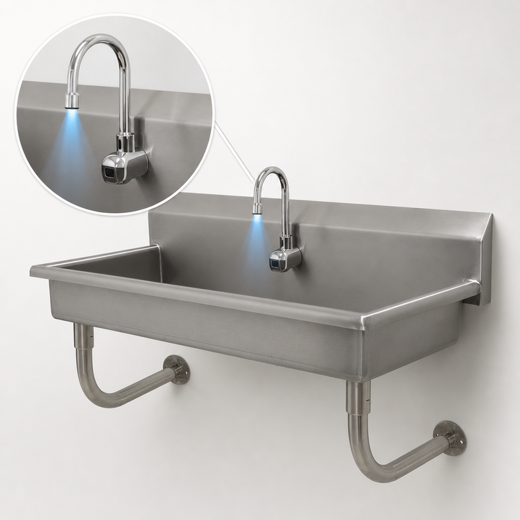 Product image #3 for Advance Tabco Wall Mounted 40-Inch Stainless Steel Service Sink with Electronic Faucet