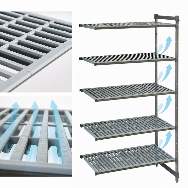 Product image #3 for Cambro Camshelving Basics Plus 5-Tier Vented Polymer Add-On Shelving Unit, 24 x 42 x 84 Inches, Brushed Graphite