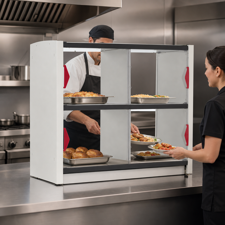 Product image #4 for Metro2Go 4-Compartment Pass-Thru Order Hot Station with Sliding Polycarbonate Doors