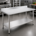 Thumbnail image #3 for Deluxe Series Stainless Steel Work Table, 48W x 24D, 4-1/2 Inch Backsplash, Open Base with Undershelf