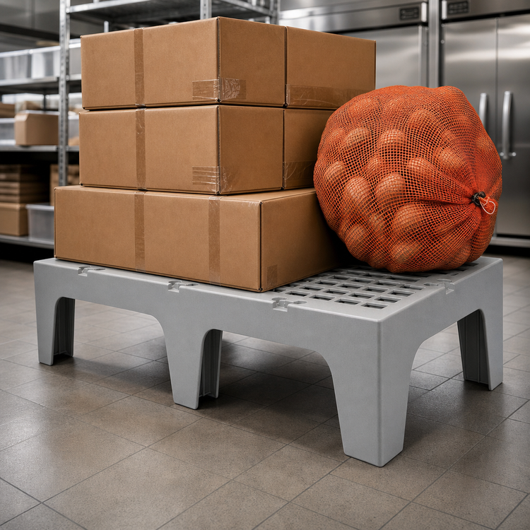 Product image #4 for Cambro S-Series Speckled Gray Polypropylene Slotted-Top Dunnage Rack, 48"W x 21"D x 12"H, 3000 lb. Capacity