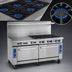 Thumbnail image #3 for Imperial (Middleby) Pro Series IR-8-G24-C 72-Inch Gas Restaurant Range with 8 Open Burners, 24-Inch Griddle, Convection & Standard Ovens