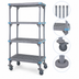 Thumbnail image #3 for Quantum Millenia Mobile Polymer Shelving Starter Unit with 4 Open Grid Shelves, 48 W x 18 D x 86 H, Gray