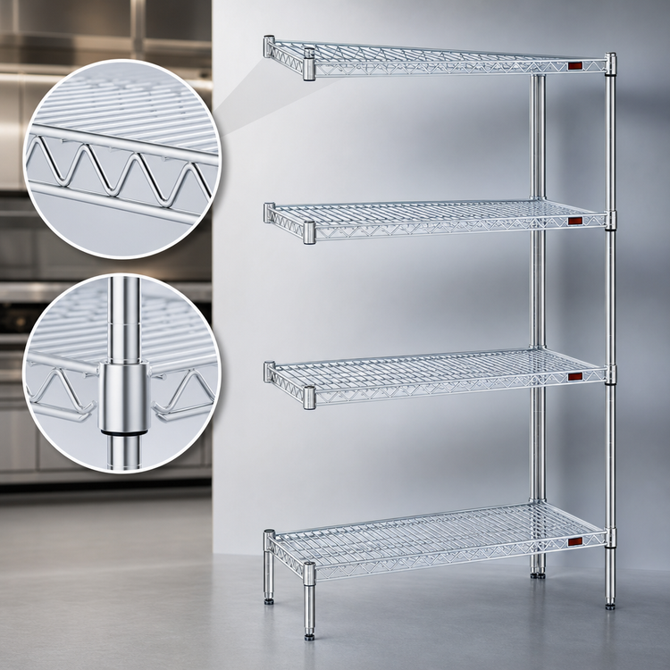 Product image #3 for EAGLEbrite 4-Tier Wire Add-On Shelving Unit, 30W x 18D x 74H, Zinc Finish