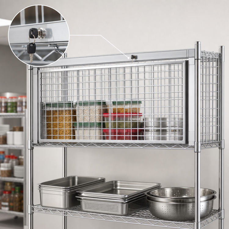 Product image #3 for EAGLEbrite Zinc Flip-Up Door Security Enclosure Kit for Wire Shelving, 60 x 24 Inches