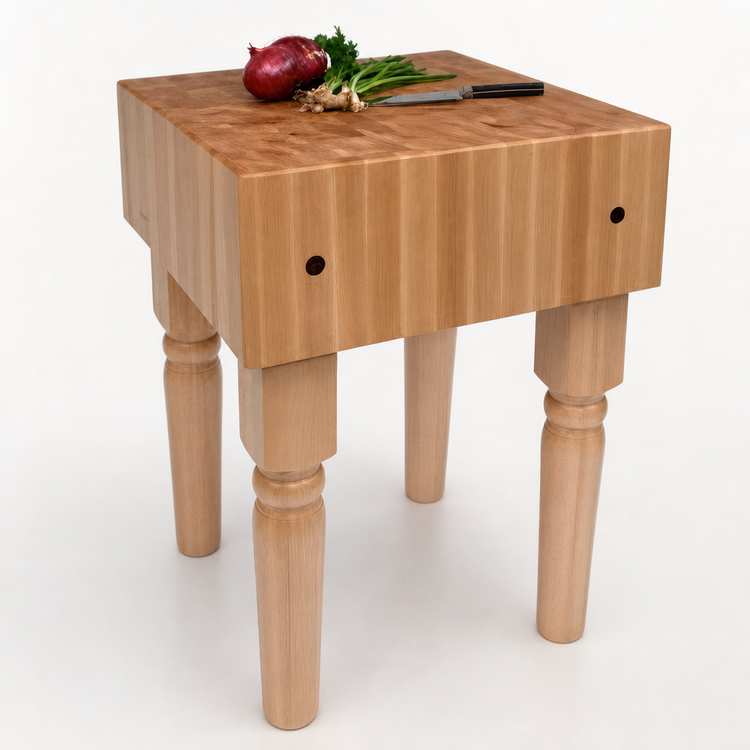 Product image #3 for John Boos Boos Block End-Grain Maple Butcher Block Work Table, 18 x 18 x 34-Inch, 10-Inch Thick Top