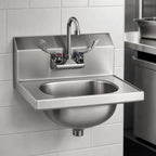 Thumbnail image #3 for Eagle Group HSA-10-FW-1X Wall-Mounted Hand Wash Sink, 304 Stainless Steel, Wrist-Handle Faucet, 13-1/2 x 9-3/4 x 6-3/4 in. Bowl