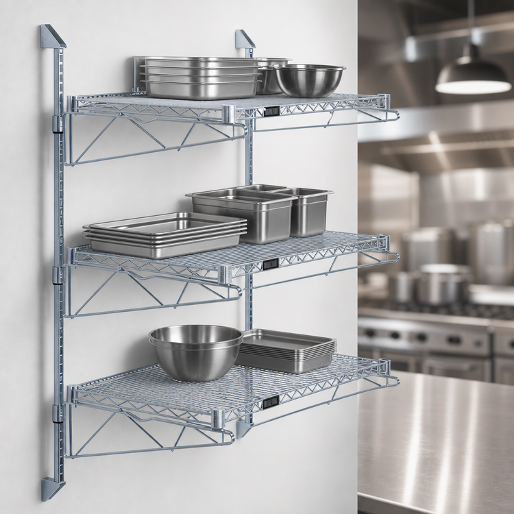 Product image #3 for Quantum Wall-Mount Cantilever Starter Shelf Kit with 3 Wire Shelves
