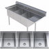 Thumbnail image #3 for 3-Compartment Commercial Sink with Right Drainboard, 58-1/2 Inch W x 21-1/2 Inch D x 44-1/4 Inch H, 304 Stainless Steel
