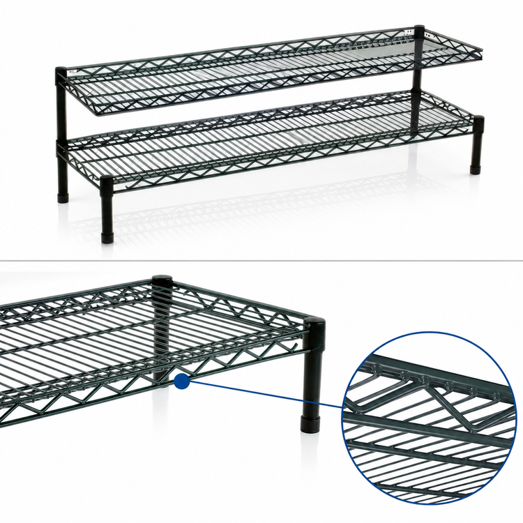 Product image #3 for QuadTruss 2-Tier Front Case Merchandise Cantilevered Wire Shelving Unit, 60W x 14D x 14H