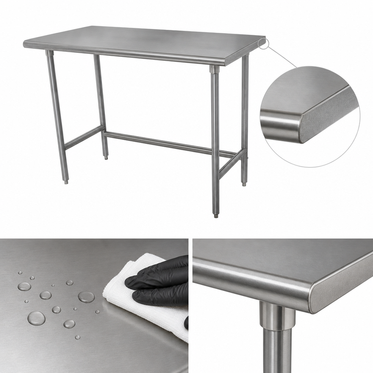 Product image #3 for Advance Tabco Special Value Series 72-Inch x 24-Inch 16-Gauge 304 Stainless Steel Flat Top Work Table with Open Base