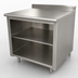 Thumbnail image #3 for Advance Tabco 108-Inch x 36-Inch Stainless Steel Work Table with Open Front Cabinet Base, Mid-Shelf, and 5-Inch Backsplash