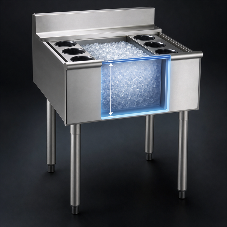 Product image #3 for Eagle Group 2200 Series 24" x 24" Underbar Cocktail Unit with 12" Insulated Ice Bin and 7-Circuit Cold Plate