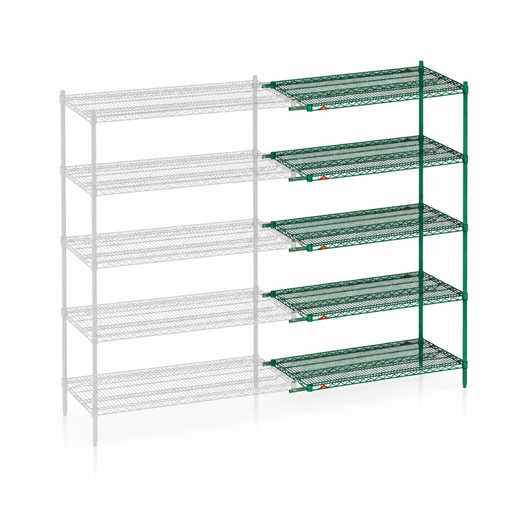 Product image #4 for Metro Super Erecta 5-Shelf Add-On Wire Shelving Unit, 24" x 21" x 74", Metroseal 3 Green