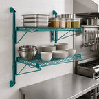 Thumbnail image #3 for Quantum WC34-CB1236P Wall-Mount Cantilever Double-Shelf Wire Shelving Unit, 2 x 36 x 12 Inch Shelves, Green Epoxy Finish