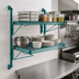 Thumbnail image #3 for Quantum Wall-Mount Cantilever Double Shelf Wire Shelving Unit, 2 x 36 x 12 Inch Shelves, Green Epoxy Antimicrobial Finish