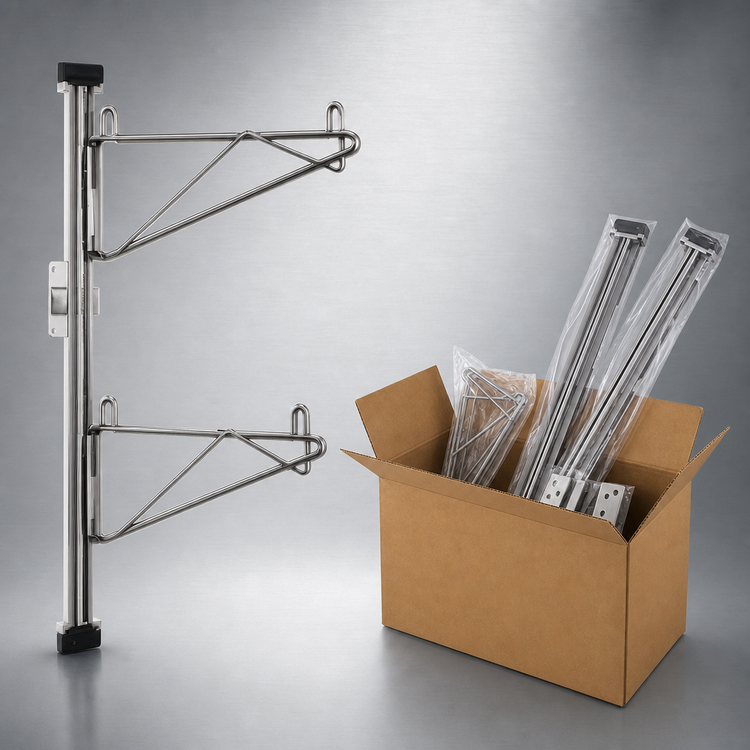 Product image #3 for Eagle Group Valu-Gard Adjustable Post Wire Wall Mount End Unit for 24-Inch Shelves