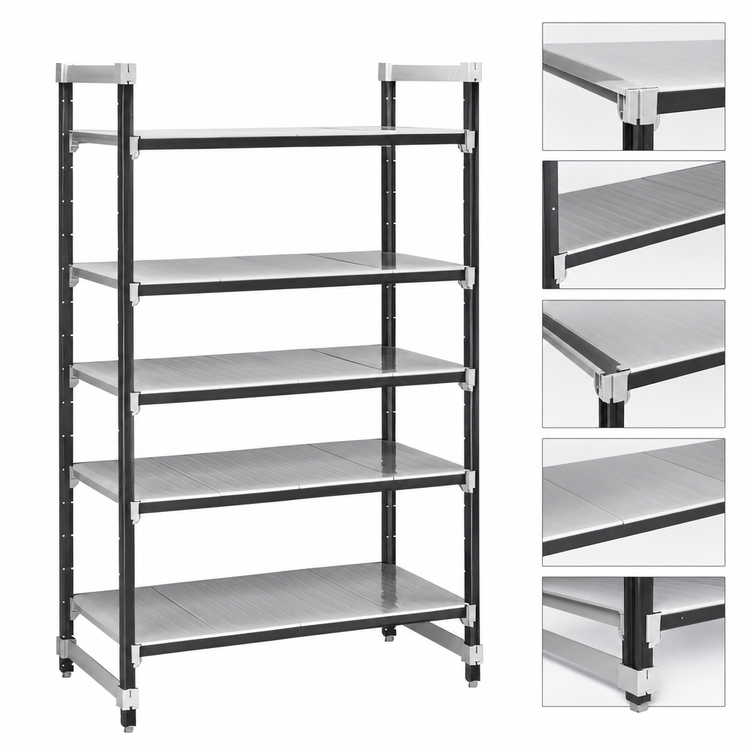 Product image #3 for Cambro Camshelving Elements XTRA 18" x 60" x 84" 5-Tier Solid Stationary Starter Polymer Shelving Unit