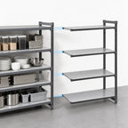 Thumbnail image #3 for Cambro Camshelving® Basics Plus CBA214884S4580 4-Shelf Solid Add-On Polymer Shelving Unit, 21 x 48 x 84 Inches, Brushed Graphite