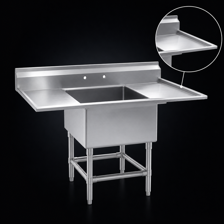 Product image #3 for Spec-Master 1-Compartment Stainless Steel Sink with Right Drainboard, 39-1/2 Inch W x 27 Inch D
