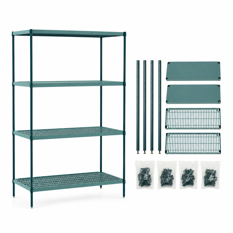 Product image #3 for Metro Super Erecta Pro Stationary 4-Shelf Shelving Starter Unit with Removable Polymer Shelf Mats, Green, 21 x 72 x 63 Inches