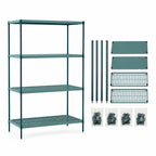 Thumbnail image #3 for Metro Super Erecta Pro PR-217263K3-S-4 Stationary 4-Shelf Shelving Starter Unit, Removable Polymer Mats, Green, 21 x 72 x 63 Inches