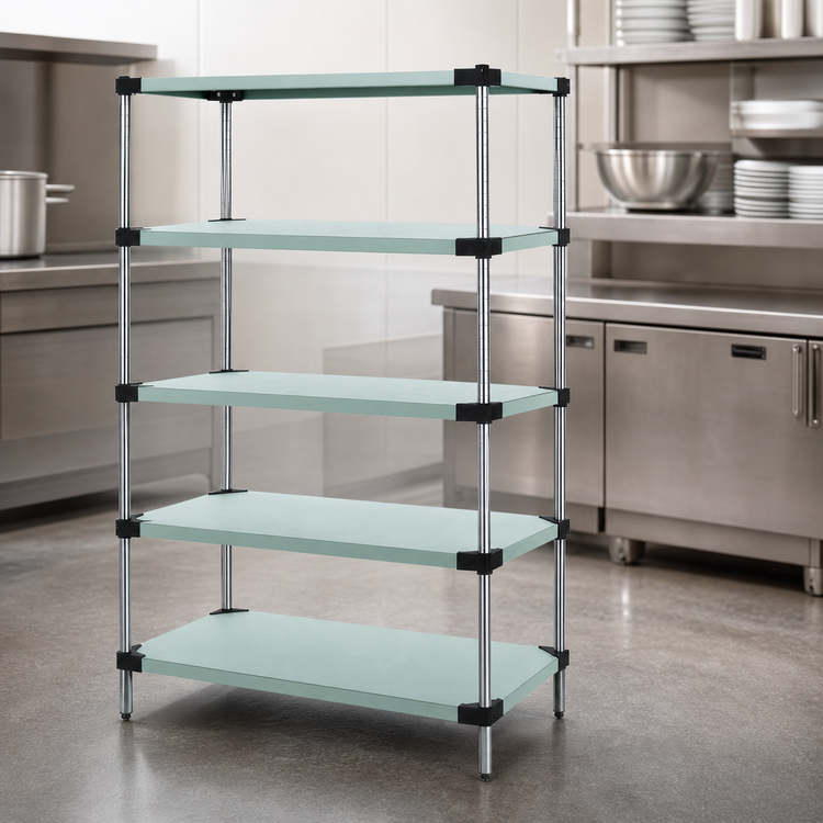 Product image #3 for Quantum 5-Shelf Solid Stainless Steel Shelving Starter Kit, 24"W x 21"D x 63"H
